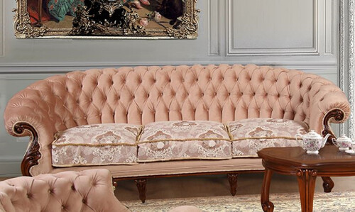 Casa Padrino Luxus Barock Wohnzimmer Sofa Rosa / Wei� / Dunkelbraun - Handgefertigtes Barockstil Sofa - Prunkvolle Luxus Wohnzimmer M�bel im Barockstil - Barock M�bel