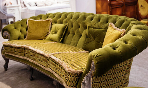 Casa Padrino Luxus Barock Wohnzimmer Sofa Gr�n / Grau - Handgefertigtes Barockstil Sofa - Prunkvolle Luxus Wohnzimmer M�bel im Barockstil - Barock M�bel