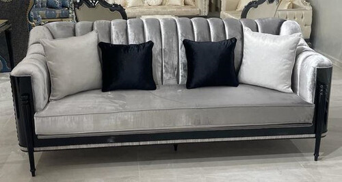 Casa Padrino Luxus Barock Wohnzimmer Sofa Grau / Schwarz - Handgefertigtes Barockstil Sofa - Luxus Wohnzimmer M�bel im Barockstil - Barock M�bel - Edel & Prunkvoll