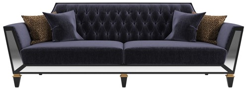Casa Padrino Luxus Barock Wohnzimmer Sofa Lila / Schwarz / Gold 260 x 95 x H. 93 cm - Prunkvolle Wohnzimmer Mbel im Barockstil