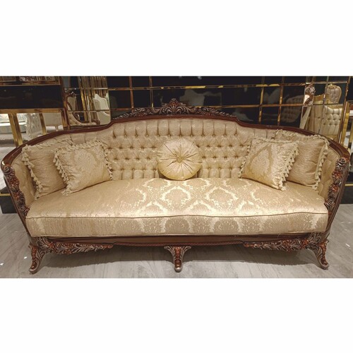 Casa Padrino Luxus Barock Wohnzimmer Sofa Gold / Dunkelbraun / Grau / Bronze 245 cm - Barock M�bel