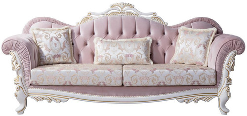Casa Padrino Luxus Barock Sofa mit dekorativen Kissen Rosa / Silber / Wei� / Gold 243 x 90 x H. 110 cm - Barockstil Wohnzimmer M�bel