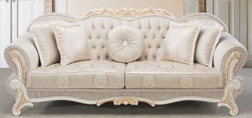 Casa Padrino Luxus Barock Sofa Hellrosa / Wei� / Gold 237 x 90 x H. 99 cm - Wohnzimmer Sofa mit dekorativen Kissen - Barockstil M�bel