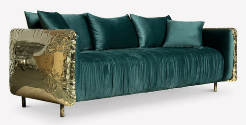 CPBlack Luxus Sofa by Casa Padrino Gr�n / Gold