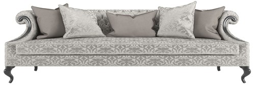 Casa Padrino Luxus Barock Wohnzimmer Sofa mit elegantem Muster Silber / Grau / Schwarz 260 x 100 x H. 82 cm - Wohnzimmer M�bel im Barockstil - Edel & Prunkvoll