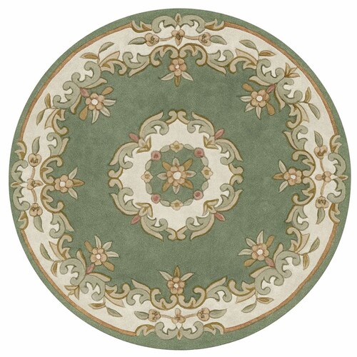 Casa Padrino Luxus Barock Wohnzimmer Teppich Gr�n / Creme - Verschiedene Gr��en