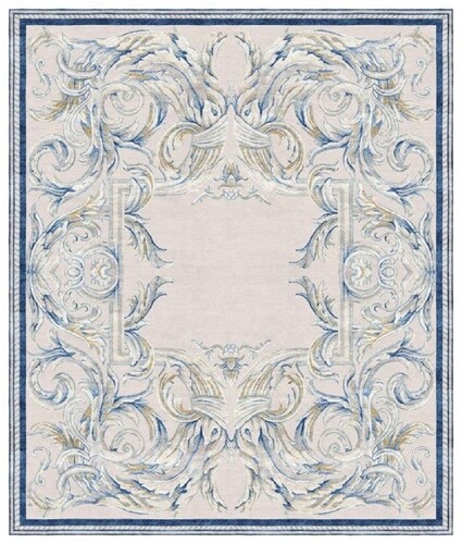 Casa Padrino Luxus Barock Wohnzimmer Teppich Grau / Blau - Verschiedene Gr��en