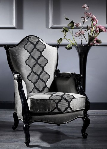 Casa Padrino Luxus Barock Sessel Silber / Grau / Schwarz 79 x 75 x H. 115 cm - Barockstil Wohnzimmer Sessel - Barock M�bel