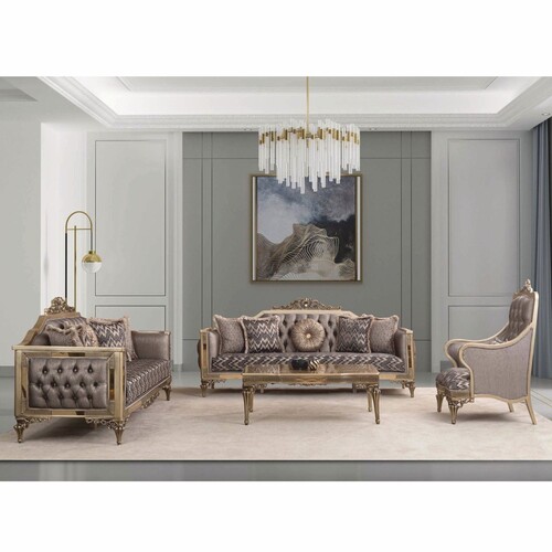 Casa Padrino Luxus Barockstil Wohnzimmer M�bel Set Grau / Gold - Barock M�bel