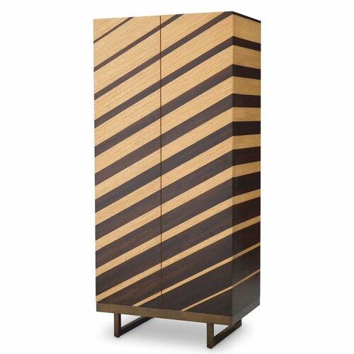 Casa Padrino Luxus Barschrank Naturfarben / Dunkelbraun / Bronze H. 175 cm - Bar M�bel