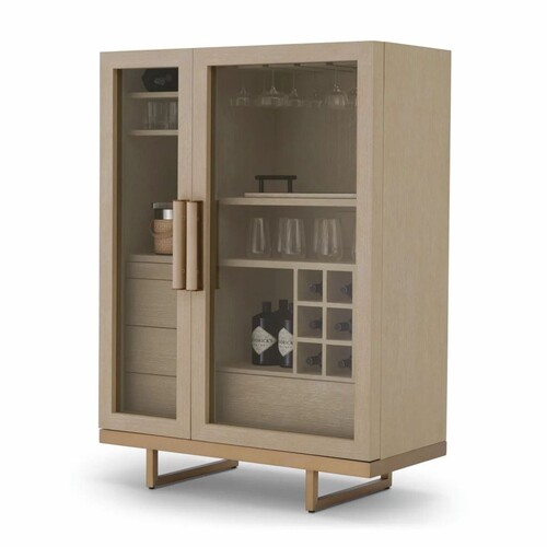 Casa Padrino Luxus Barschrank Beige / Messing H. 150 cm - Bar M�bel