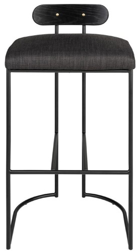 Casa Padrino Designer Barstuhl Schwarz 46 x 46 x H. 92 cm - Moderner Barhocker mit pulverbeschichtetem Stahl - Luxus Barm�bel