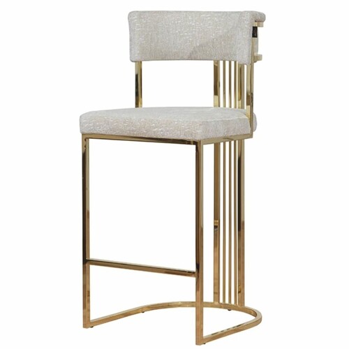 Casa Padrino Luxus Metall Barstuhl Gold / Grau H. 112 cm - Luxus Bar M�bel