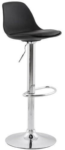 Casa Padrino Barstuhl Schwarz / Silber H. 81-104 cm - Moderner h�henverstellbarer Barhocker mit hochwertigem Kunstleder - Barm�bel