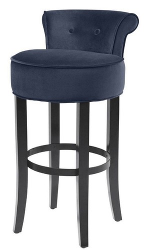 Casa Padrino Luxus Barstuhl Mitternachtsblau / Schwarz 45 x 51 x H. 88 cm - Barhocker mit edlem Samtstoff