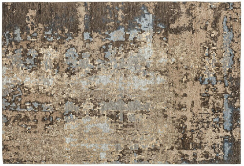 Casa Padrino Luxus Baumwoll Teppich Beige / Braun / Blau - Verschiedene Gr��en - Rechteckiger Wohnzimmer Teppich mit Relief Struktur - Luxus Kollektion