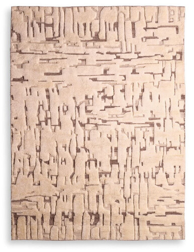 Casa Padrino Luxus Wollteppich Elfenbein - Verschiedene Gr��en - Handgekn�pfter Woll Teppich - Rechteckiger Wohnzimmer Teppich - Luxus Qualit�t