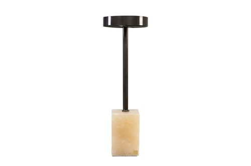 Casa Padrino Luxus Beistelltisch  21 x H. 64 cm - Runder Onyx Tisch mit Edelstahl Fu� - Luxus M�bel
