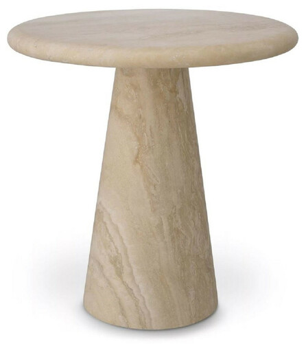 Casa Padrino Luxus Beistelltisch Beige  45 x H. 46 cm - Runder Beistelltisch aus hochwertigem Travertin Kalkstein - Wohnzimmer & Hotel M�bel - Luxus Kollektion
