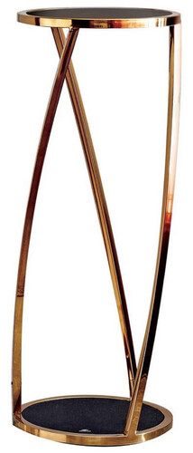 Casa Padrino Luxus Beistelltisch Gold / Schwarz  35 x H. 90 cm - Runder Edelstahl Blumentisch mit get�nten Glasplatten - Wohnzimmer M�bel - Luxus M�bel