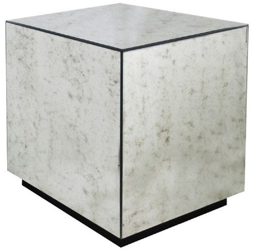 Casa Padrino Luxus Beistelltisch 50 x 50 x H. 60 cm - Quadratischer Tisch mit antikem Spiegelglas - Luxus Kollektion