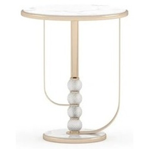 Casa Padrino Luxus Beistelltisch Gro� Wei� / Beige - Hochwertige Verarbeitung - Moderne Wohnzimmer M�bel - Luxus Qualit�t