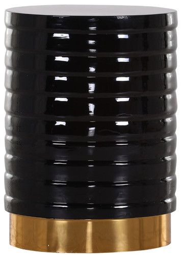 Casa Padrino Luxus Beistelltisch Schwarz / Gold  40 x H. 53 cm - Runder emaillierter und galvanisierter Metall Tisch - Wohnzimmer M�bel