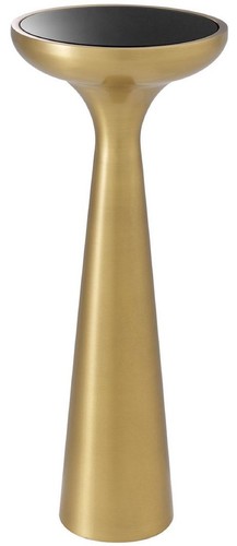 Casa Padrino Luxus Beistelltisch Messing / Schwarz  29 x H. 71,5 cm - Runder Edelstahl Tisch mit Glasplatte - Wohnzimmer M�bel