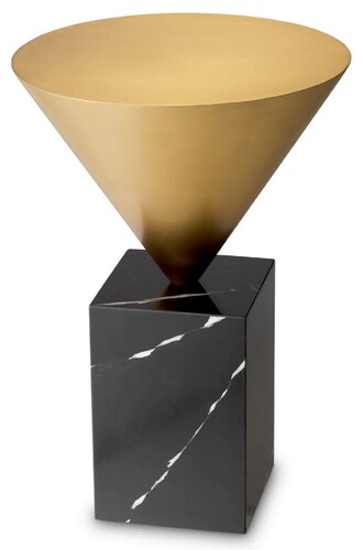 Casa Padrino Luxus Beistelltisch Messing / Schwarz  42 x H. 61 cm