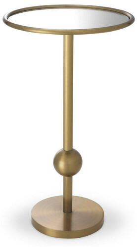Casa Padrino Luxus Beistelltisch Messingfarben  26 x H. 45,5 cm - Runder Edelstahl Tisch mit Spiegelglas - Luxus Wohnzimmer M�bel