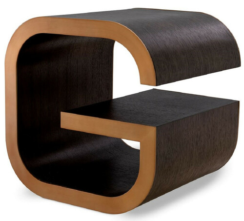 Casa Padrino Luxus Beistelltisch Mokka / Messing 46 x 46 x H. 50,5 cm - Designer Wohnzimmer Tisch - Wohnzimmer M�bel - Luxus M�bel - Designer M�bel - Luxus Einrichtung - Designer Einrichtung