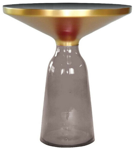 Casa Padrino Luxus Beistelltisch Schwarz / Grau / Gold  50 x H. 53 cm - Runder Glas Tisch - Moderne Wohnzimmer M�bel