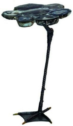 Casa Padrino Luxus Beistelltisch Schwarz 30 x 39,5 x H. 41,5 cm - Moderner Tisch mit Achat Edelstein Tischplatte und Metall Tischbein im Entenfu� Design - Luxus Wohnzimmer M�bel