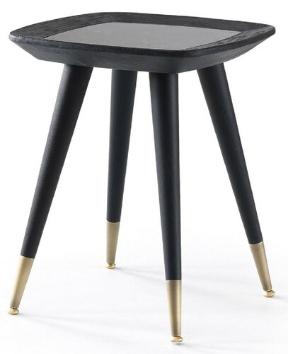 Casa Padrino Luxus Beistelltisch Schwarz / Gr�n / Antik Messing 45 x 45 x H. 53 cm - Quadratischer Tisch mit Marmorplatte - Wohnzimmer M�bel - Hotel M�bel - Luxus M�bel