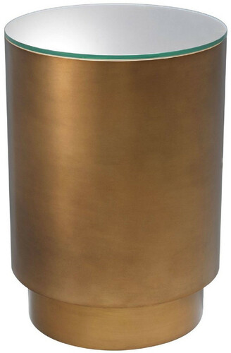 Casa Padrino Luxus Beistelltisch Antik Messingfarben  40 x H. 56,5 cm - Runder Stahl Tisch mit Glasplatte - Wohnzimmer M�bel - Luxus M�bel