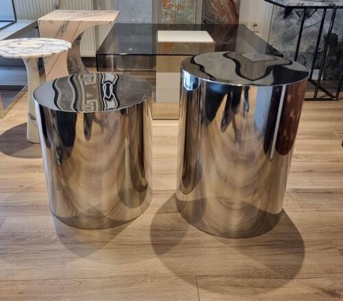 Casa Padrino Luxus Metall Beistelltisch Set Silber - Luxus Wohnzimmer M�bel