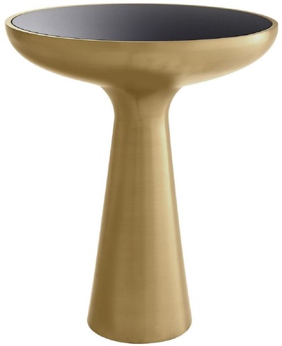 Casa Padrino Luxus Beistelltisch Messing / Schwarz  50 x H. 60 cm - Runder Edelstahl Tisch mit Glasplatte - Wohnzimmer M�bel