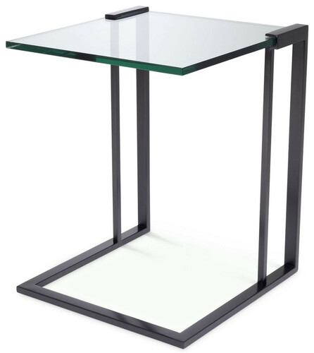 Casa Padrino Luxus Beistelltisch Bronzefarben 45 x 45,5 x H. 56,5 cm - Edelstahl Tisch mit Glasplatte - Luxus Wohnzimmer M�bel