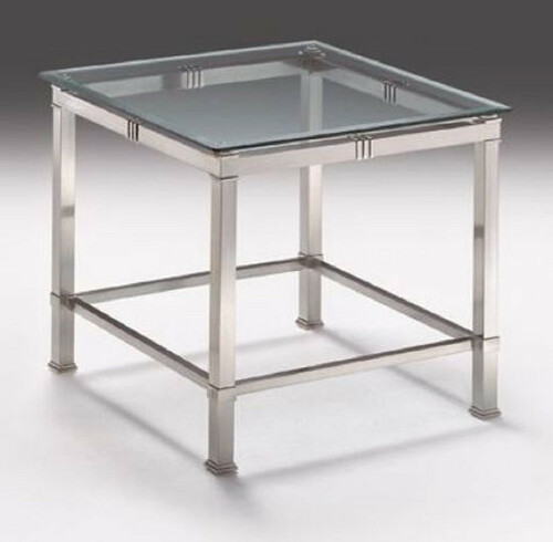 Casa Padrino Luxus Beistelltisch Silber 60 x 60 x H. 48 cm - Quadratischer Messing Tisch mit Glasplatte - Luxus Wohnzimmer M�bel