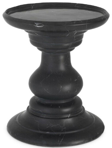 Casa Padrino Luxus Beistelltisch Schwarz  33 x H. 39,5 cm - Runder Beistelltisch aus hochwertigem Marmor - Luxus Marmor M�bel