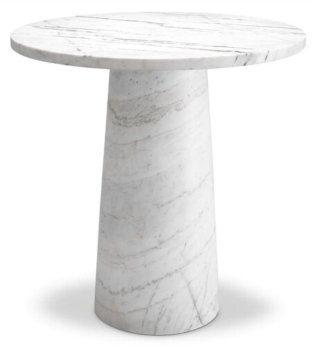 Casa Padrino Luxus Marmor Beistelltisch Wei�  55 x H. 57 cm - Runder Tisch aus hochwertigem Marmor - Marmor M�bel - Luxus M�bel - Luxus Qualit�t