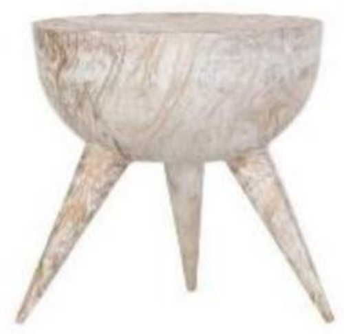 Casa Padrino Luxus Beistelltisch Wei� / Gold  42 x H. 46 cm - Runder Dreibein Aluminium Tisch in Marmoroptik - Wohnzimmer M�bel