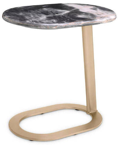 Casa Padrino Luxus Beistelltisch Schwarz / Messing 49 x 34 x H. 50 cm - Edelstahl Tisch mit Marmorplatte - Wohnzimmer M�bel - Luxus M�bel - Wohnzimmer Einrichtung - Luxus Qualit�t