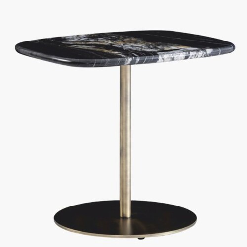 Casa Padrino Luxus Beistelltisch mit Marmorplatte Schwarz / Messing H. 55 cm