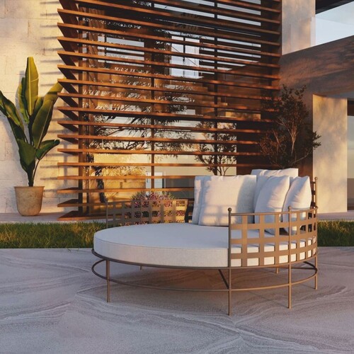 Casa Padrino Luxus Schmiedeeisen Liegeinsel Braun / Grau  170 cm - Hotel & Garten M�bel