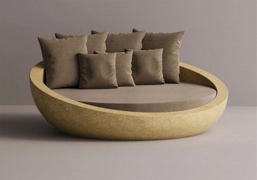 Casa Padrino Luxus Beton Liegeinsel Braun / Gelb  180 cm - Garten & Hotel M�bel