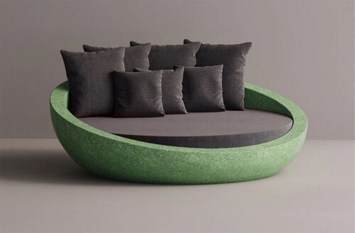 Casa Padrino Luxus Beton Liegeinsel Anthrazit / Gr�n  180 cm - Garten & Hotel M�bel