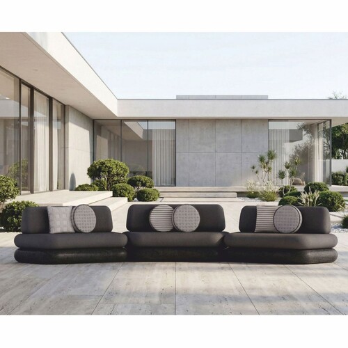 Casa Padrino Luxus Beton Sofa Grau / Anthrazit 463 cm - Outdoor Garten Sofa