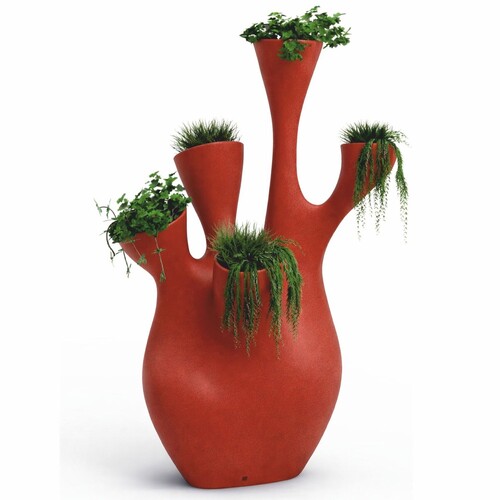 Casa Padrino Luxus Blumentopf Matt Rot H. 200 cm - Garten Deko Accessoires