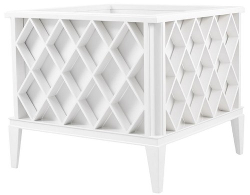 Casa Padrino Luxus Blumentopf Wei� 76 x 76 x H. 69 cm - Edler Aluminium Pflanzentopf - Balkon Terrassen Garten Deko Accessoires